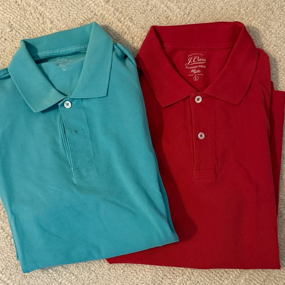 J. Crew Men's Polo Shirts - Red and Teal